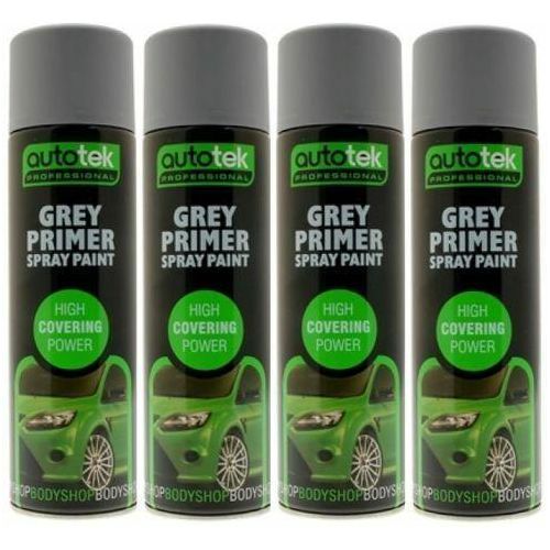 4x Autotek Professional Grey Primer 500Ml Spray Paint High Coverage Autotek  - Dynamic Drive