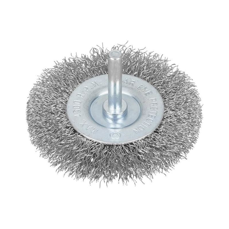 Bluespot Tools Flat Steel Wire Wheel Brush 75mm x 6mm Arbor BlueSpot Tools - Dynamic Drive