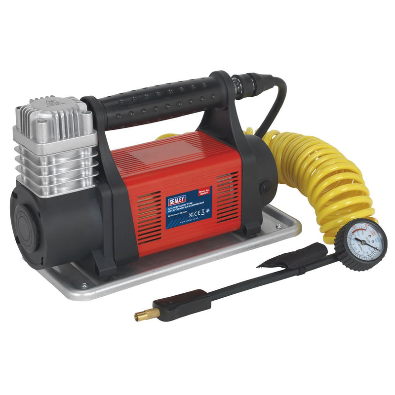 Sealey Tyre Inflator/Mini Air Compressor 12V Heavy-Duty MAC07 Sealey - Dynamic Drive