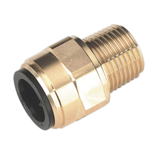 Sealey Straight Adaptor 15mm x 1/2"BSPT Brass (John Guest Speedfitï mm011504N) Sealey - Dynamic Drive
