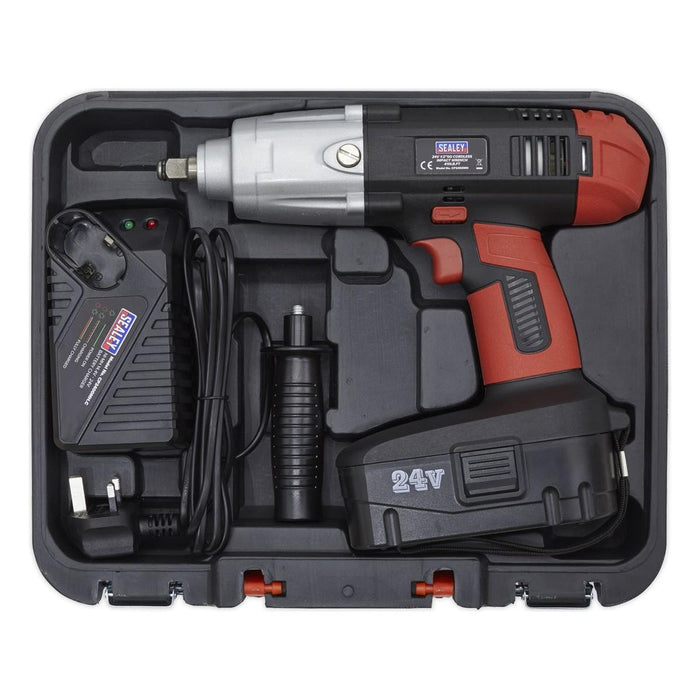 Sealey Cordless Impact Wrench 24V 2Ah Ni-MH 1/2"Sq Drive 410lb.ft CP2450MH Sealey - Dynamic Drive