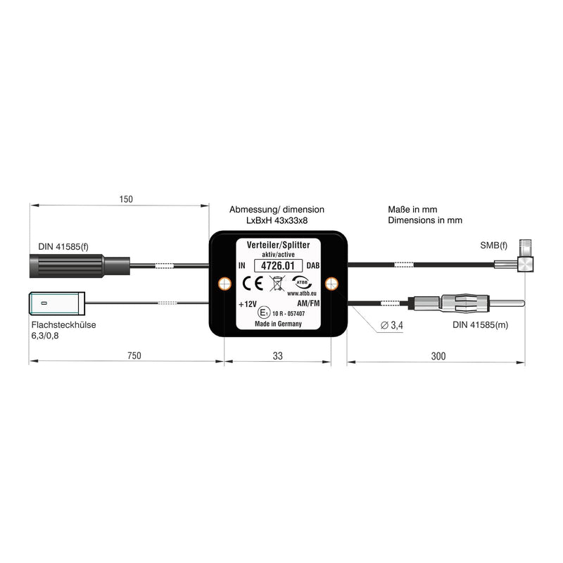 Active Antenna Splitter For Fm/Dab+ PS2912 Antennentechnik Bad Blankenburg - Dynamic Drive