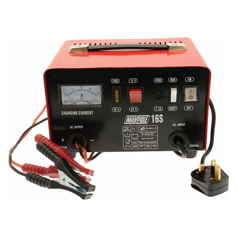 New Maypole MP716 12A Metal Battery Charger 12/24V Fast/Boost Mode Robust Steel Maypole  - Dynamic Drive