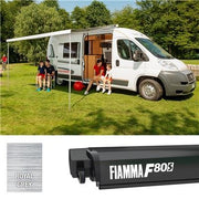 Fiamma F80S 290 Awning Deep Black Case Royal Grey Fabric Motorhome Caravan Van Fiamma  - Dynamic Drive