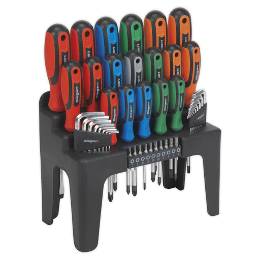 Siegen 44 Piece Screwdriver Allen Key Torx Hex & Bit Tool Set & Storage Stand Seigen by Sealey  - Dynamic Drive