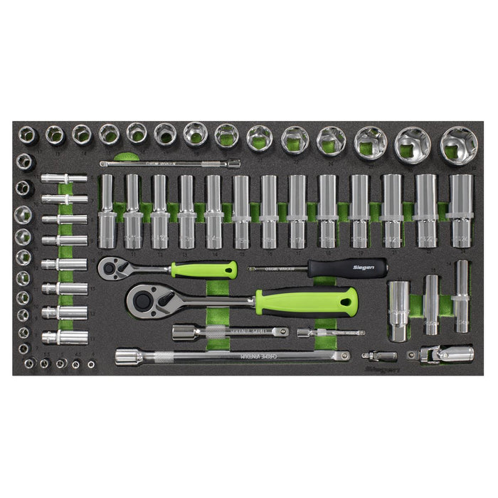 Siegen Siegen Socket Set with Tool Tray 1/4" & 1/2"Sq Drive 62pc S01271 Siegen - Dynamic Drive