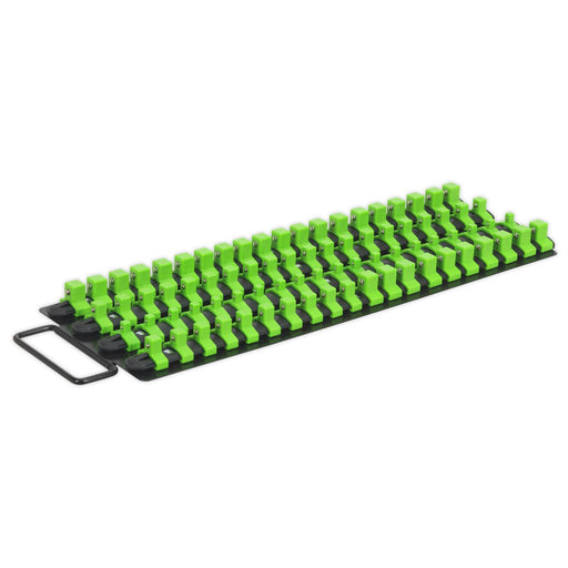 Sealey Socket Rail Tray 1/4" 3/8" & 1/2"Sq Drive Hi-Vis Green AK27051HV Sealey - Dynamic Drive