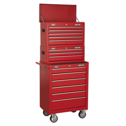 Sealey Topchest Mid-Box & Rollcab 14 Drawer Stack Red AP22STACK Sealey - Dynamic Drive