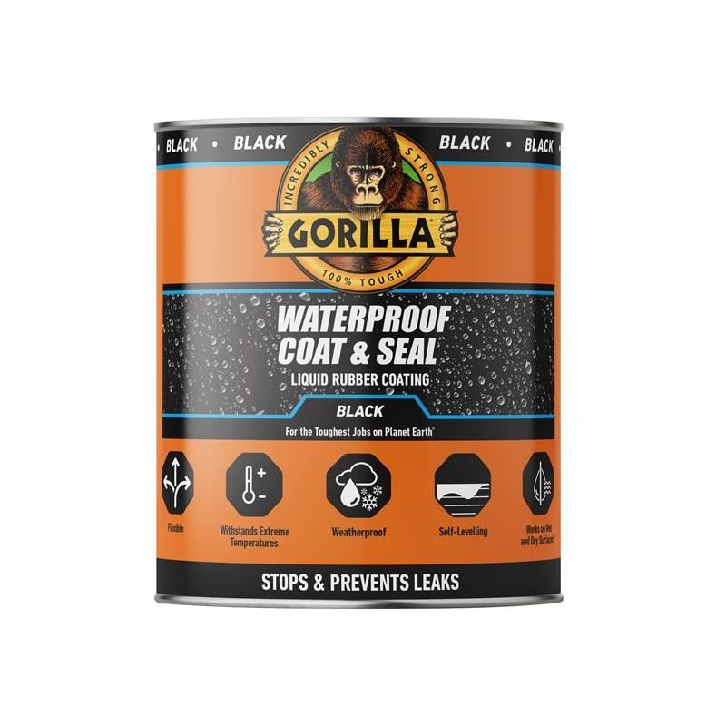Gorilla Glue Waterproof Coat & Seal Liquid Rubber Coating Black 473ml Gorilla Glue - Dynamic Drive