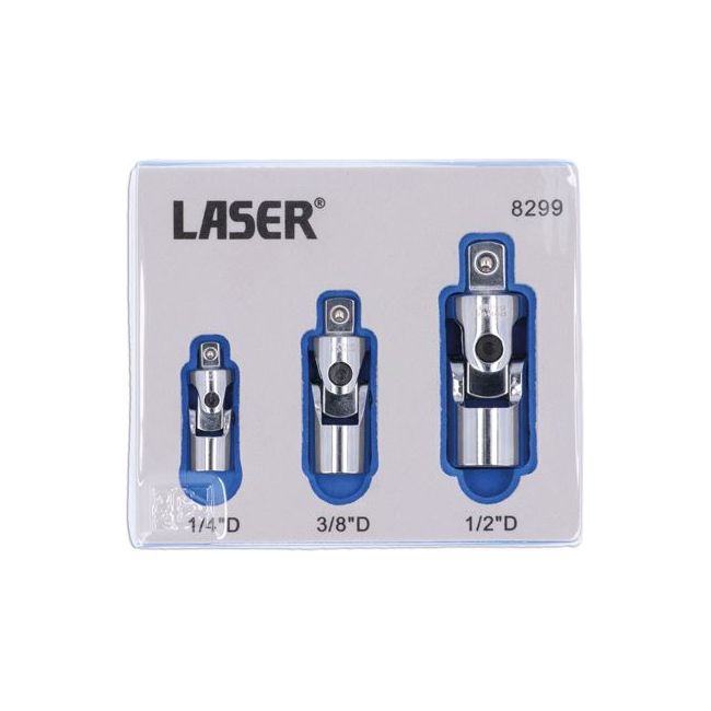 Laser Universal Joint Set Spring Loaded 3pc 8299 Laser - Dynamic Drive