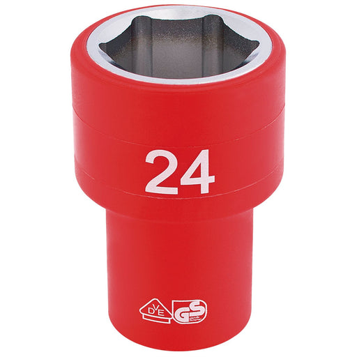 Draper Fully Insulated VDE Socket, 1/2" Sq. Dr., 24mm 31954 Draper - Dynamic Drive