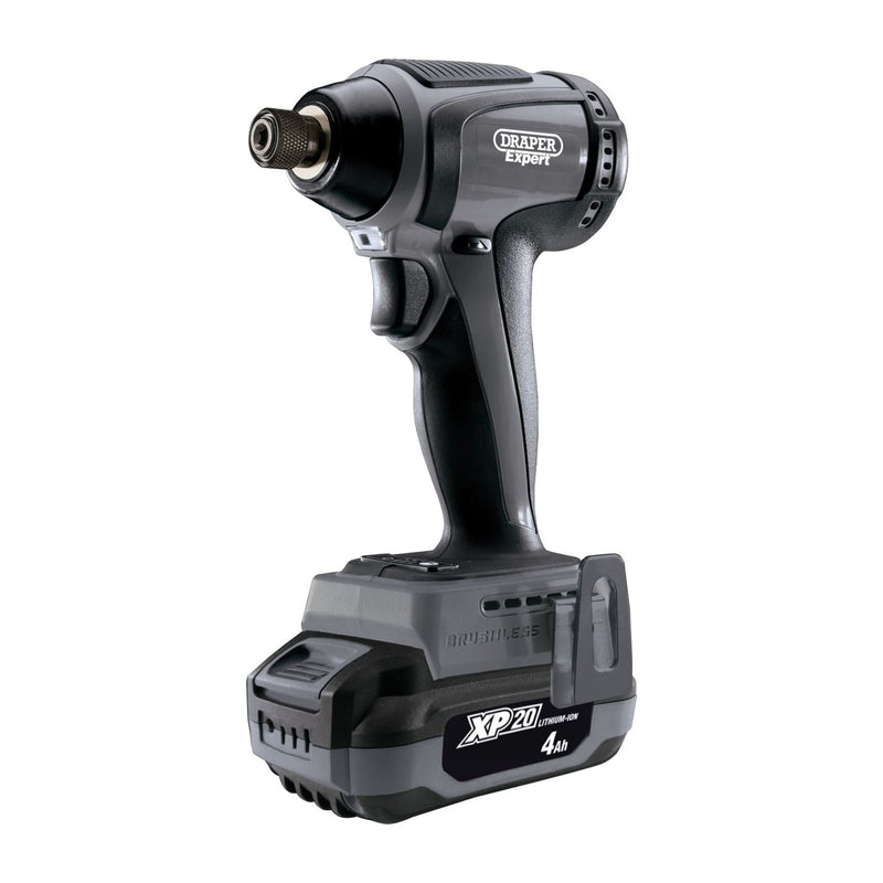 Draper XP20 20V Brushless Impact Driver, 1/4" Hex., 200Nm, 2 x 2.0Ah Batteries, Draper - Dynamic Drive