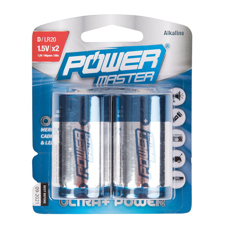 Powermaster D-Type Super Alkaline Battery LR20 2pk 2pk PowerMaster - Dynamic Drive