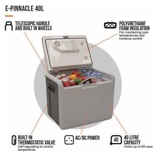 Vango E-Pinnacle 240v AC or 12v DC Electric Wheeled Coolbox Cooler 40L Vango - Dynamic Drive
