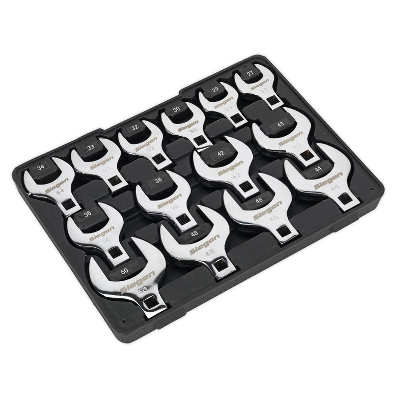 Seigen by Sealey Crow's Foot Open End Spanner Set 14pc 1/2"Sq Drive Metric Sealey  - Dynamic Drive