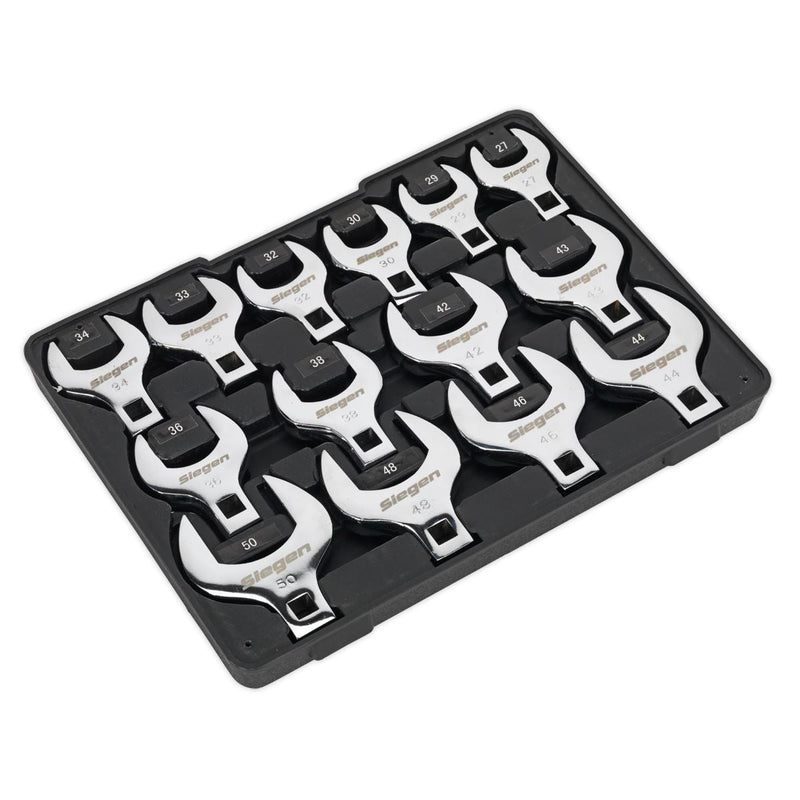 Sealey Crow's Foot Open End Spanner Set 14pc 1/2"Sq Drive Metric S01109 Sealey - Dynamic Drive