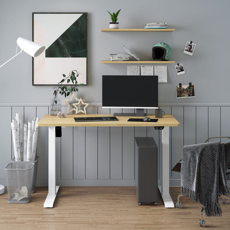 Dellonda Single Motor Adjustable-Height Electric Sit/Stand Desk - Oak Desktop Dellonda - Dynamic Drive