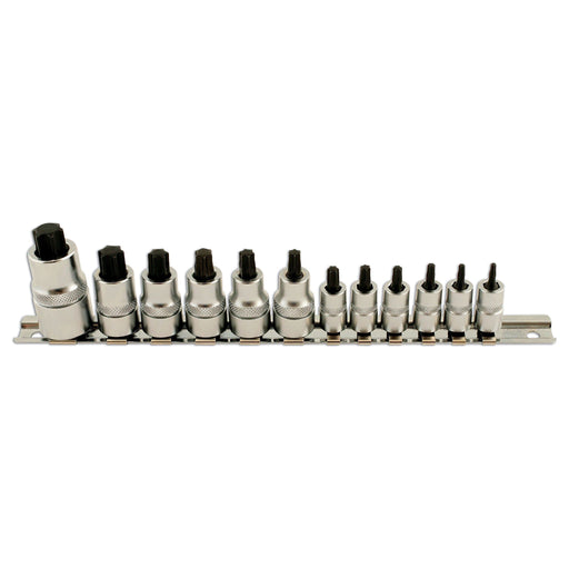 Laser Stubby Star Socket Bit Set 1/4"D, 3/8"D, 1/2"D 12pc 5521 Laser - Dynamic Drive