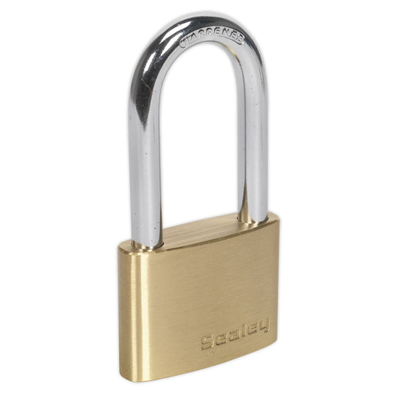 Sealey Brass Body Padlock Long Shackle 60mm Sealey - Dynamic Drive