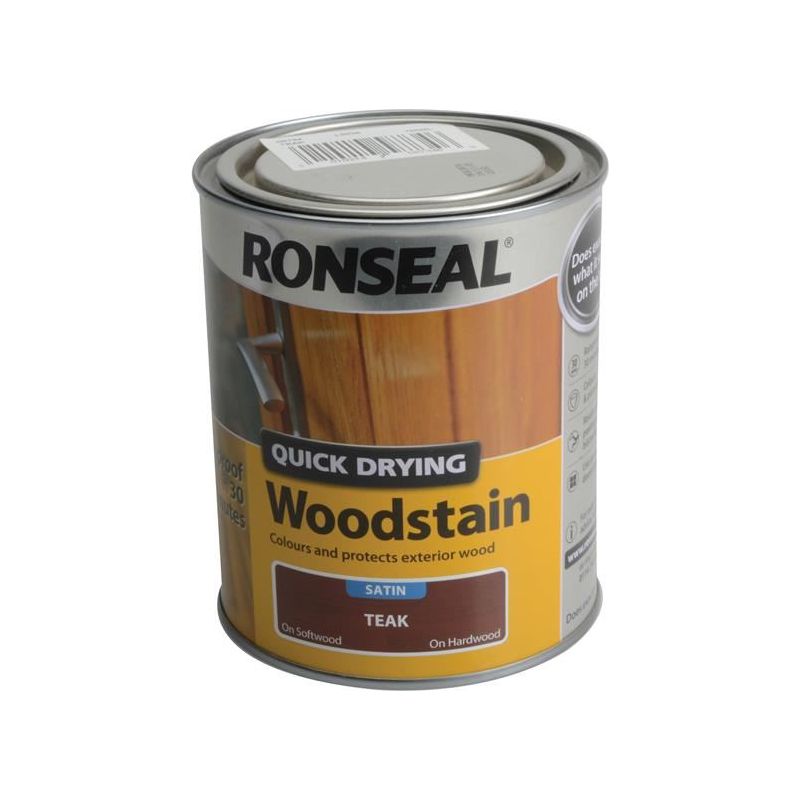 Ronseal Quick Drying Woodstain Satin Teak 750ml Ronseal - Dynamic Drive