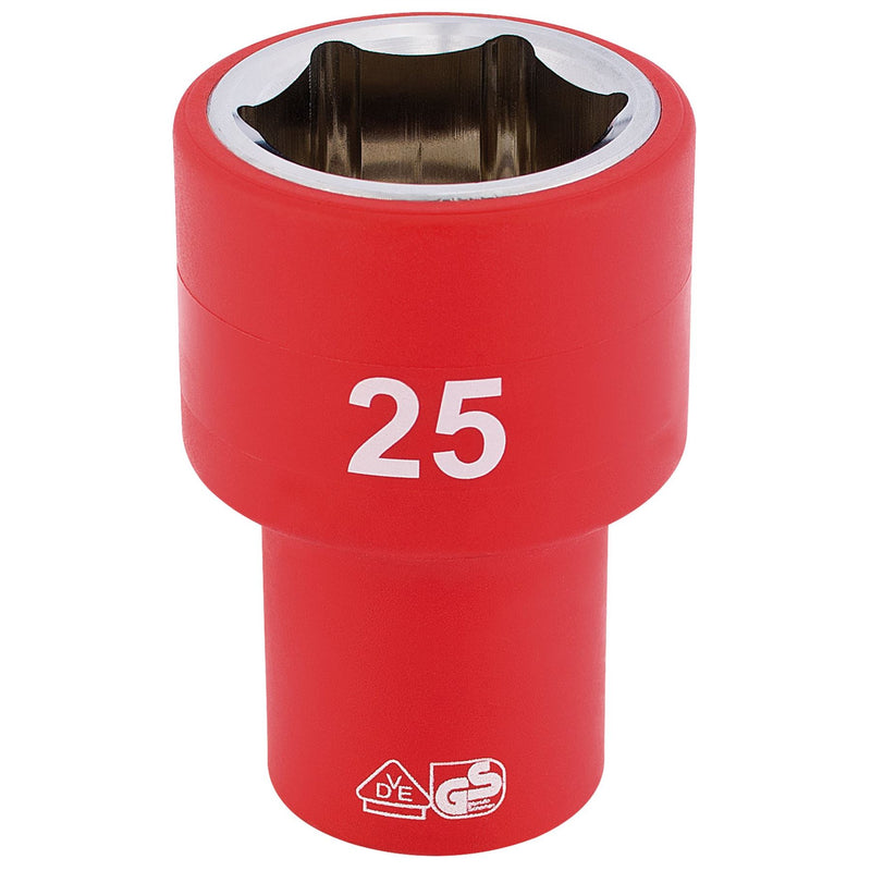 Draper Fully Insulated VDE Socket, 1/2" Sq. Dr., 25mm 31961 Draper - Dynamic Drive