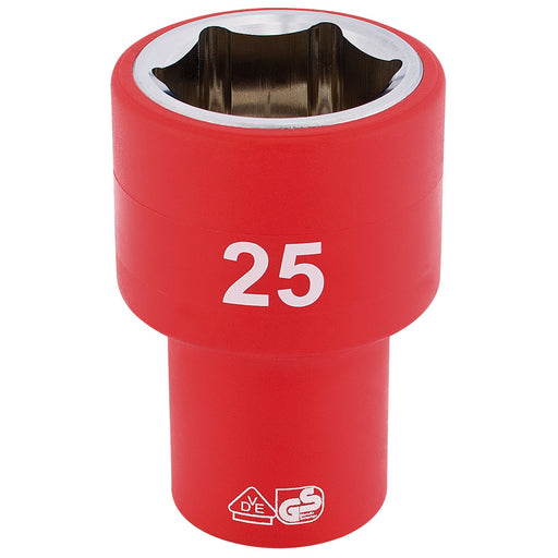 Draper Fully Insulated VDE Socket, 1/2" Sq. Dr., 25mm 31961 Draper - Dynamic Drive