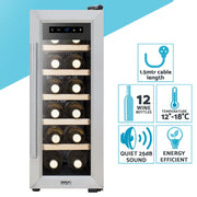 Baridi 12 Bottle Wine Fridge & Cooler - Stainless Steel DH74 Baridi - Dynamic Drive