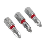 Sealey Power Tool Bit Phillips #1 Colour-Coded S2 25mm Pack of 3 AK210501 Sealey - Dynamic Drive