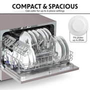 Baridi Tabletop Dishwasher 6 Place Settings 6.5L Capacity - Silver DH84 Baridi - Dynamic Drive