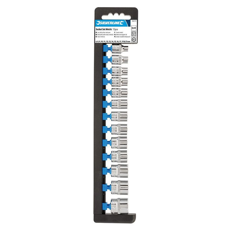 Silverline Socket Set 3/8" Drive 6pt Metric 13pce 6 - 21mm Silverline - Dynamic Drive