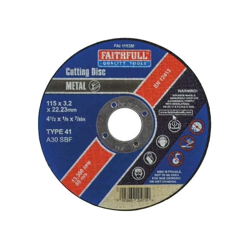 Faithfull Metal Cut Off Disc 115 x 3.2 x 22.23mm Faithfull - Dynamic Drive