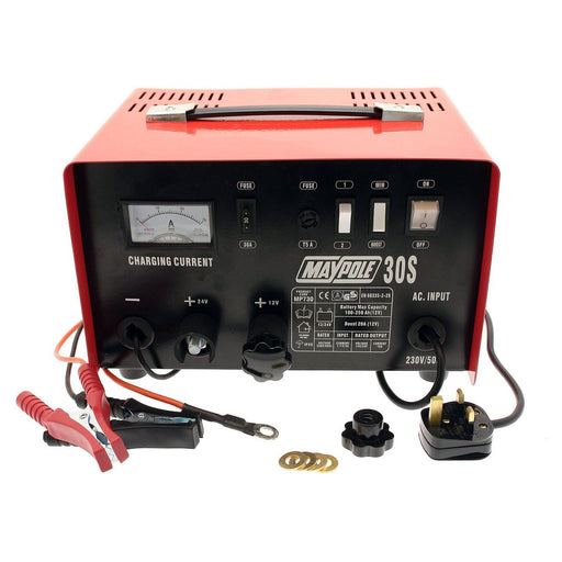 Maypole Heavy Duty Steel 20 Amp 12V/24V Car Van Tractor Battery Charger Mp730 Town Tools - Dynamic Drive