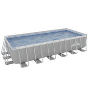 Dellonda Steel Frame Rectangular Swimming Pool - Step Ladder & Filter Pump 25ft Dellonda - Dynamic Drive
