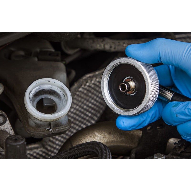 Sealey Brake Pressure Bleeder Cap 45mm & Connector With Hose 90 VS0204C4 Sealey - Dynamic Drive