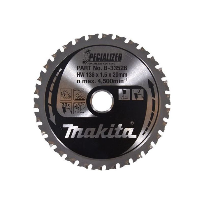 Makita B-33526 Specialized for Metal Cutting Saw Blade 136 x 20mm x 30T Makita - Dynamic Drive