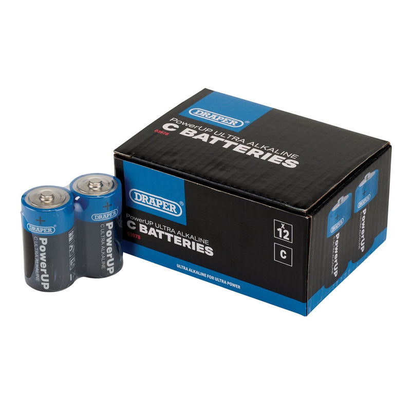Draper PowerUP Ultra Alkaline C Batteries (Pack of 12) 03978 Draper - Dynamic Drive