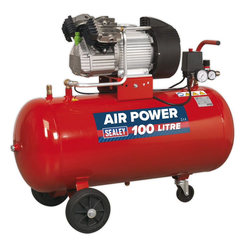 Sealey Air Compressor 100L V-Twin Direct Drive 3hp SAC10030 Sealey - Dynamic Drive