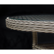 Dellonda Chester Rattan Wicker Round Outdoor Table with Tempered Glass Top Dellonda - Dynamic Drive