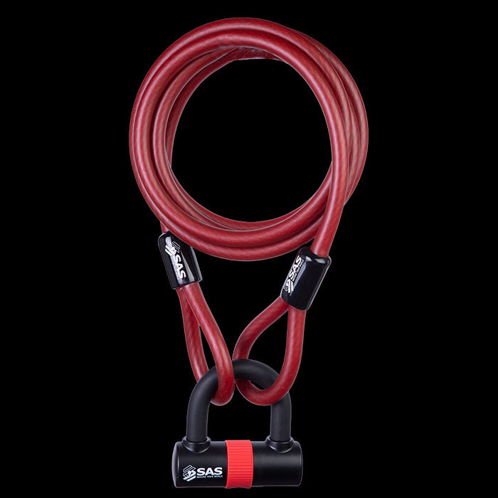 SAS 2500x12mm Steel Braided Security Loop Cable with HD43 Padlock SAS - Dynamic Drive