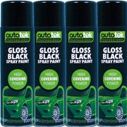 4x Autotek Professional Gloss Black 500ml Spray Paint High Coverage Autotek - Dynamic Drive