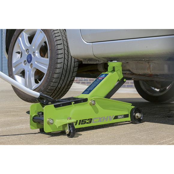 Sealey Trolley Jack 3 Tonne Long Reach Heavy-Duty Hi-Vis 1153CXHV Sealey - Dynamic Drive