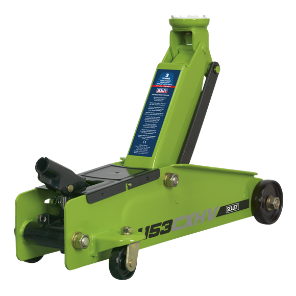 Sealey Trolley Jack 3 Tonne Long Reach Heavy-Duty Hi-Vis 1153CXHV Sealey - Dynamic Drive