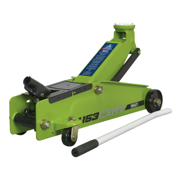 Sealey Trolley Jack 3 Tonne Long Reach Heavy-Duty Hi-Vis 1153CXHV Sealey - Dynamic Drive