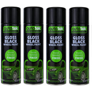 4x AUTOTEK GLOSS BLACK Wheel Paint 500ml Spray Paint High Coverage Autotek  - Dynamic Drive