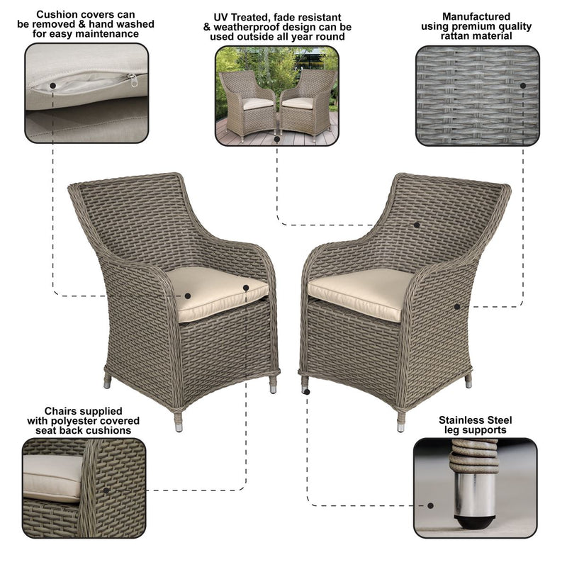 Dellonda Chester Rattan Wicker Outdoor Garden Dining Chairs 2pc DG64 Dellonda - Dynamic Drive