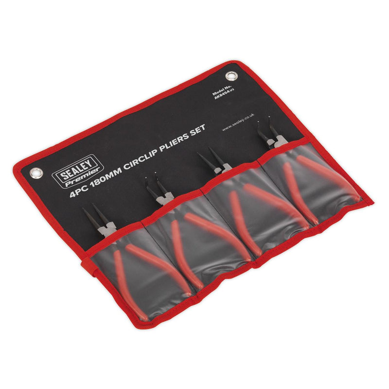 Sealey Circlip Pliers Set 4pc 180mm AK8454 Sealey - Dynamic Drive