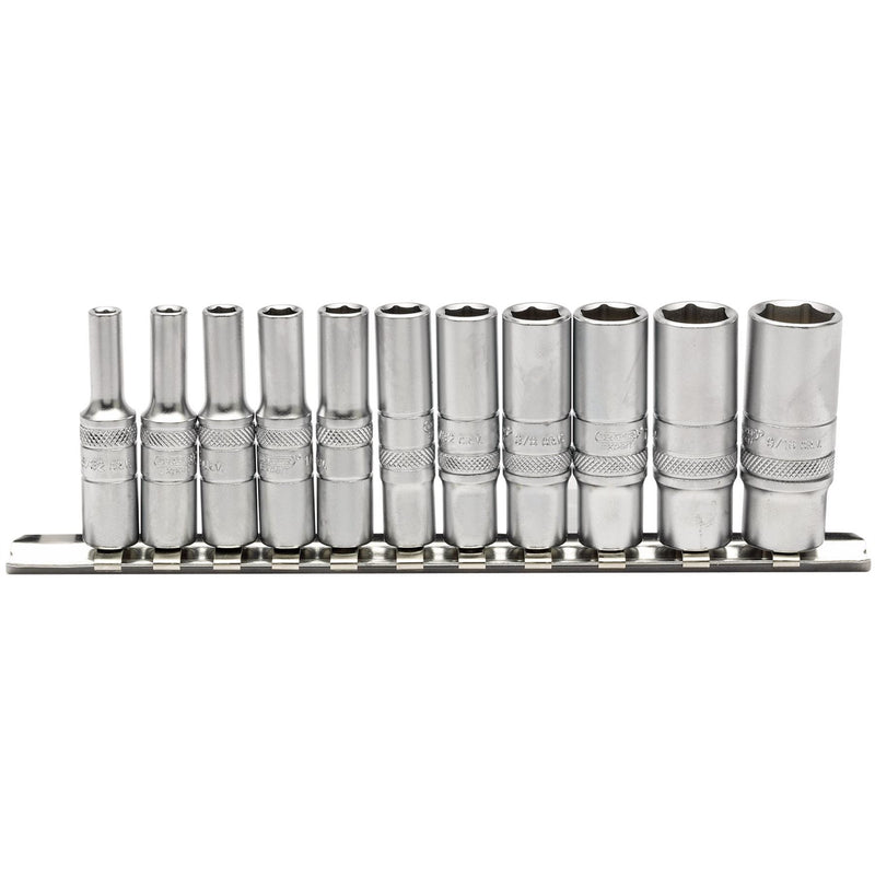 Draper Imperial Deep Socket on Metal Rail, 1/4" Sq. Dr. (11 Piece) 16491 Draper - Dynamic Drive
