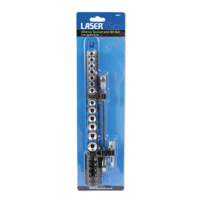 Laser Low Profile Alldrive Socket & Bit Set 1/4"D 27pc 6887 Laser - Dynamic Drive