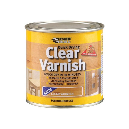 Everbuild Sika Quick Dry Wood Varnish Satin Clear 250ml Everbuild Sika - Dynamic Drive