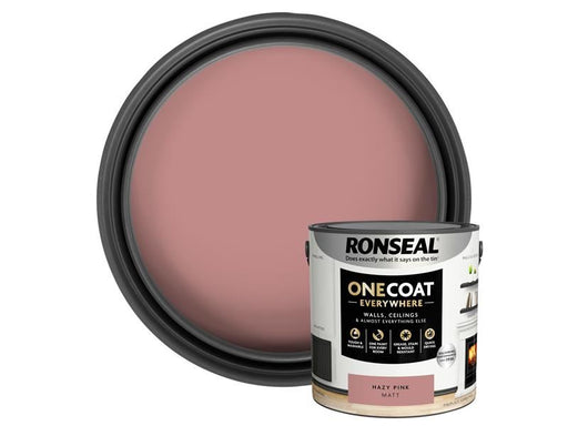 Ronseal One Coat Everywhere Interior Paint Hazy Pink Matt 2.5 litre Ronseal - Dynamic Drive